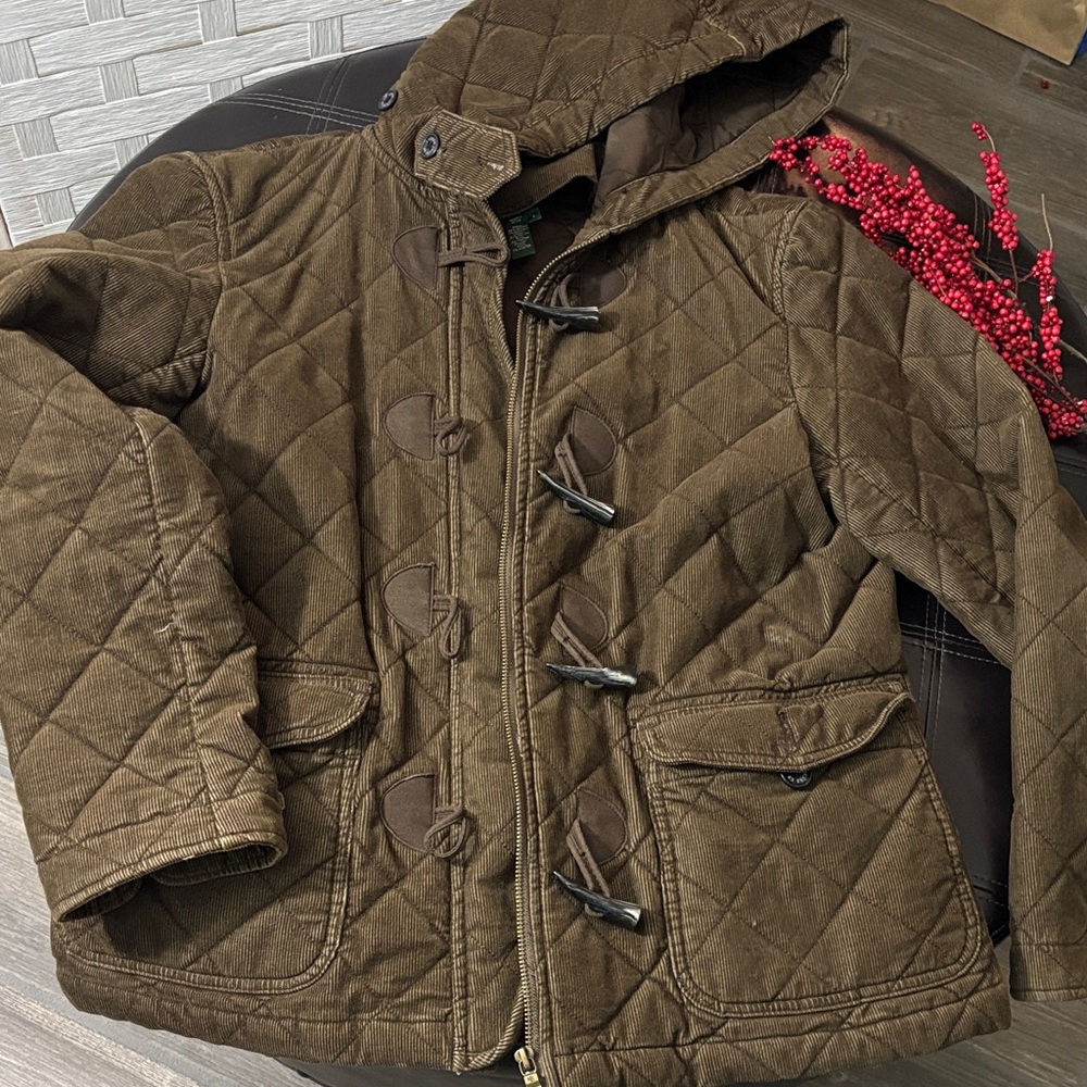 LAUREN RALPH LAUREN Brown Quilted Toggle Coat